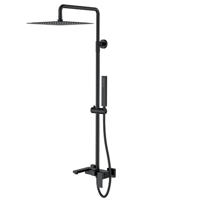 Душевая стойка Boheme Qubic Matt Black матовый черный