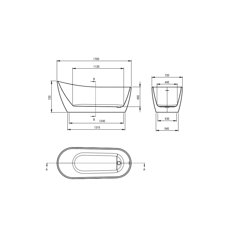 Акриловая ванна, DEANTE ARNIKA отдельностоящая, асимметричная - 170 см