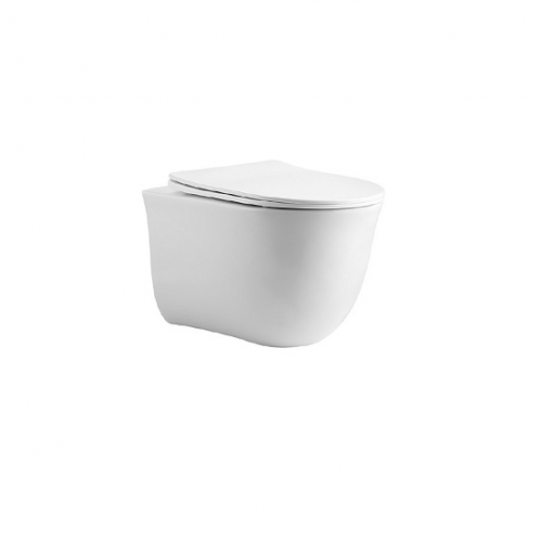 Унитаз подвесной безободковый Aquatek КЛАССИК, смыв торнадо 490*365*340 с легкосъемным сиденьем Soft Close