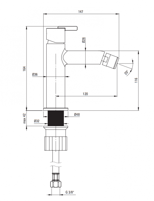 СМЕСИТЕЛЬ ДЛЯ БИДЕ DEANTE SILIA нержавеющая сталь