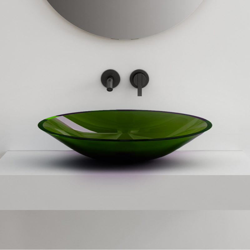 Раковина накладная прозрачная ABBER Kristall  зеленая