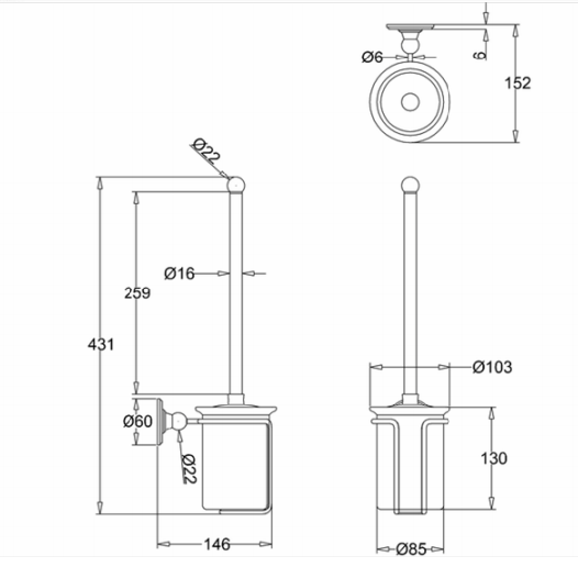 Burlington ЁРШИК С КЕРАМИЧЕСКОЙ КОЛБОЙ, ПОДВЕСНОЙ