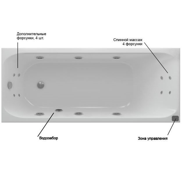 Акриловая прямоугольная ванна Aquatek Альфа 170х70 с гидромассажем