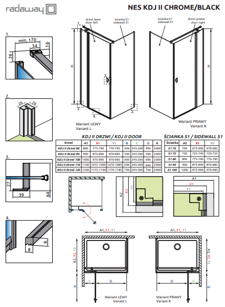 Душевая кабина Radaway Nes Black KDJ II стекло прозрачное