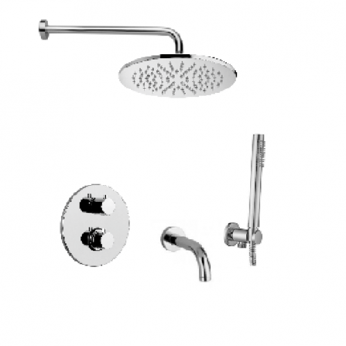 Душевая система для ванны скрытый монтаж с термостатом  Paffoni Light, хром