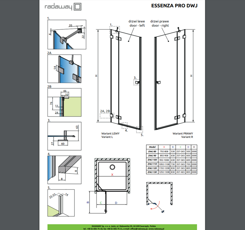 Душевая дверь Radaway ESSENZA PRO BRUSHED NICKEL DWJ