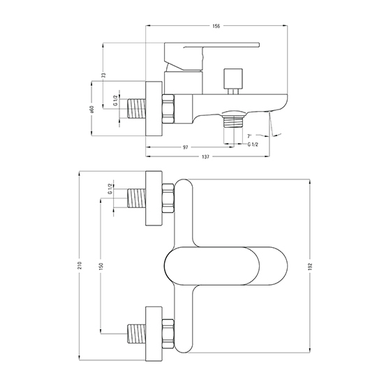 Смеситель для ванны Deante Alpinia, хром