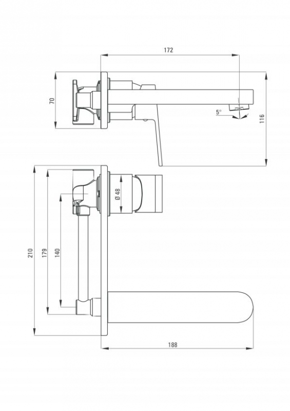 Смеситель для раковины скрытого монтажа  Deante Alpinia, хром