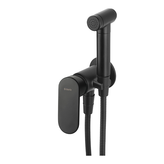 Deante Alpinia Nero Смеситель скрытого монтажа с гигиеническим душем, черный матовый