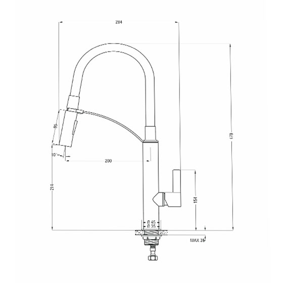 Смеситель для мойки Deante Gerbera с вытягивающимся изливом, хром-черный