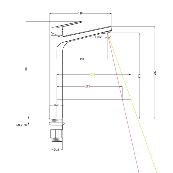 Смеситель для раковины высокий Deante Jasmin, хром
