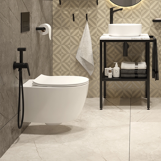 Deante Jasmin Nero Смеситель скрытого монтажа с гигиеническим душем, чёрный