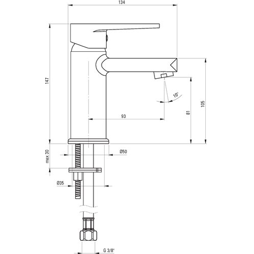 Deante Tubo Смеситель для раковины, хром