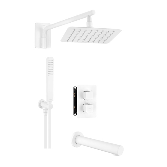 Deante Bianco Душевая система скрытого монтажа термост. 3-х функциональная, белый матовый 