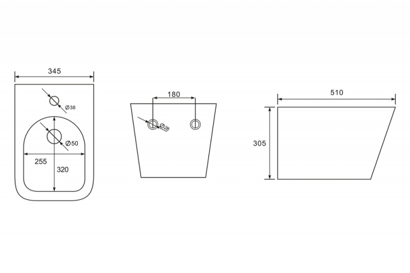Биде ABBER Rechteck подвесное 35*51