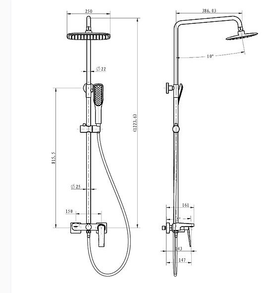 Boheme Q Стойка для душа хром/черный