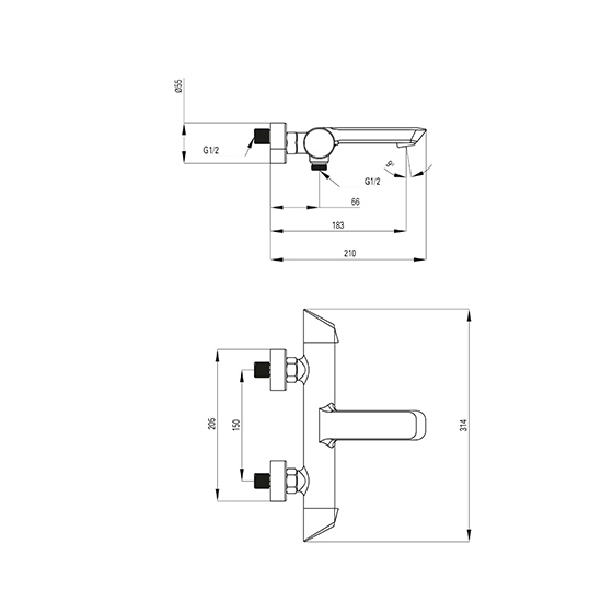 Смеситель для ванны Deante Arnika, черный