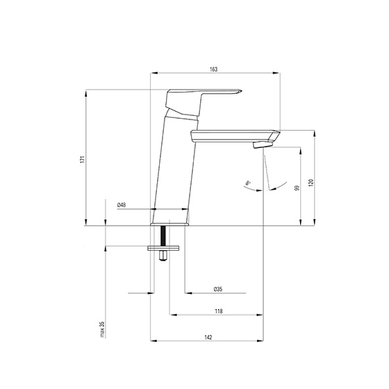 Deante Arnika Titanium Смеситель для раковины графит