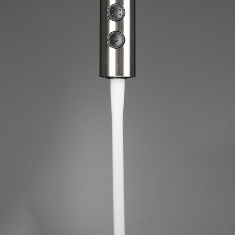 Deante Olfato Steel Смеситель для кухни с выдвижным изливом на две струи, сатин