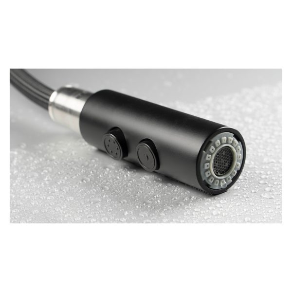 Deante Olfato Nero Смеситель для кухни с выдвижным изливом на две струи, черный