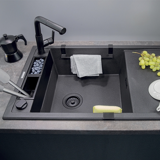 Deante Silia Смеситель для мойки с выдвижным изливом, черный матовый