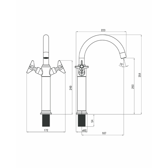 Смеситель для раковины высокий Deante Temisto Nero, черный