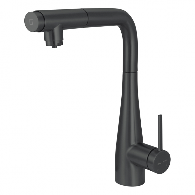 Deante Eridan Смеситель для мойки с подключением фильтра для воды, с выдвижным изливом, черный