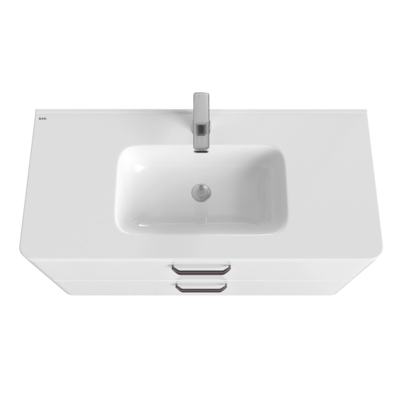 Тумба с умывальником, подвесная, 100 см, белая, Brick, IDDIS