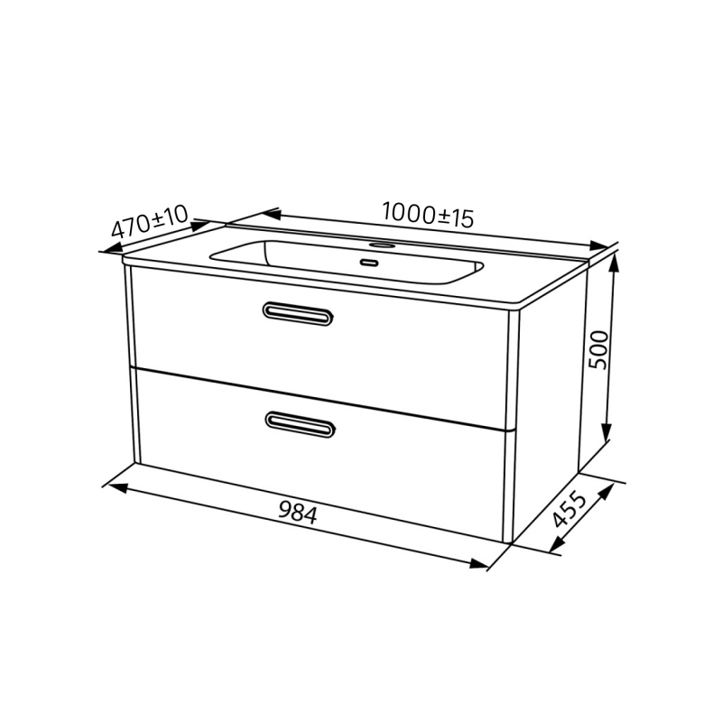 Тумба с умывальником, подвесная, 100 см, белая, Brick, IDDIS
