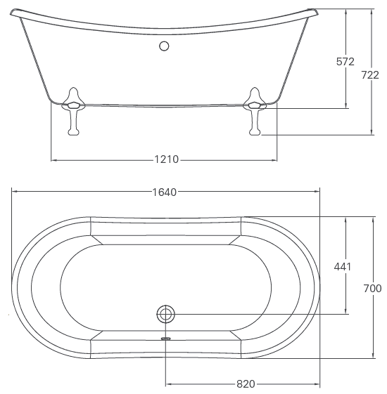 Ванна акриловая Burlington Bateau 164х70