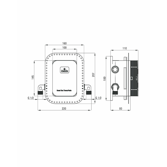 Душевая система скрытого монтажа термостат со смесителем DEANTE BOX NERO, черный