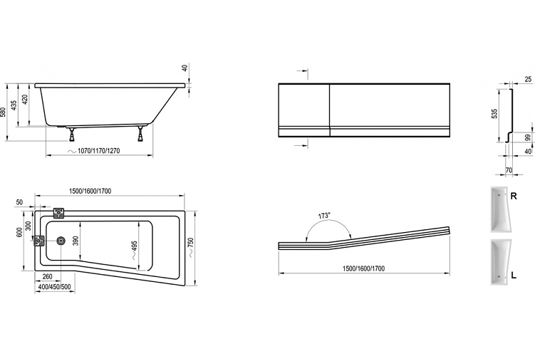 ВАННА АКРИЛОВАЯ RAVAK BE HAPPY II 160Х75  БЕЛАЯ