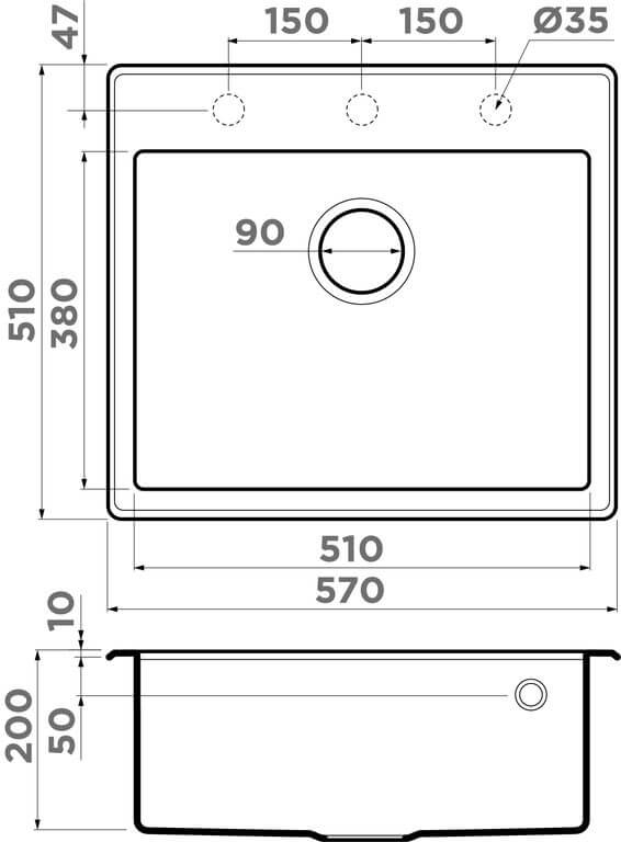 Мойкa OMOIKIRI Tedori 57 BL Tetogranit/черный