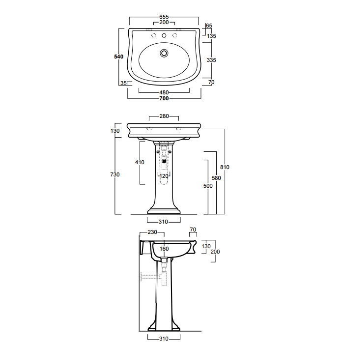 Раковина подвесная SIMAS Lante 70x54 см, цвет белый+пъедестал