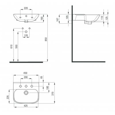 Умывальник Deante AVIS, 450*370 мм