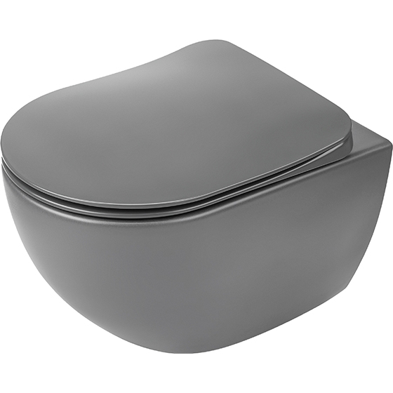 Унитаз с крышкой Deante Peonia безободковый, цвет ГРАФИТ