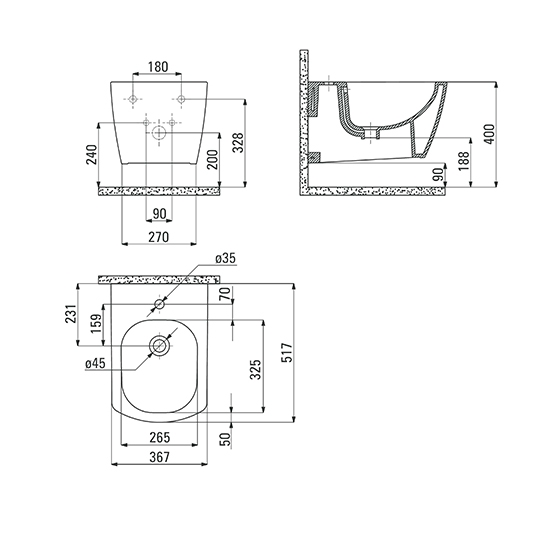 Биде подвесное Deante Anemon, 36.7*51.7 см