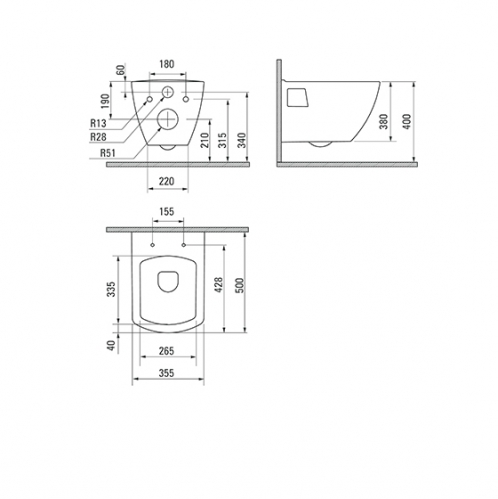 Подвесной унитаз Deante Anemon, 35.5*50 см