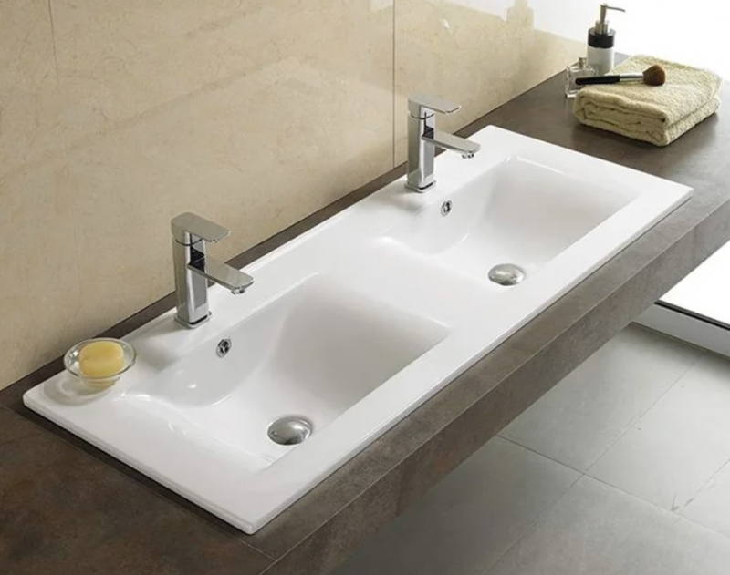 Умывальник CeramaLux 809-120 белый 120см