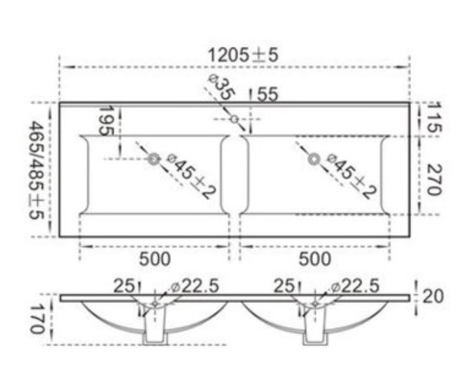 Умывальник CeramaLux 809-120 белый 120см