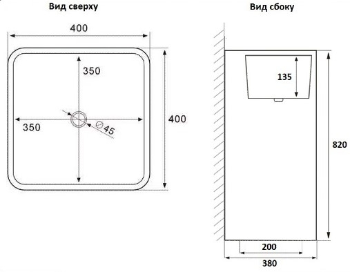 Умывальник CeramaLux отдельностоящий 40*40