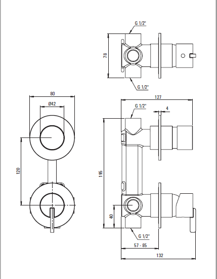 Смеситель для душа Deante Silia скрытого монтажа, с переключателем для душа, золото брашированное