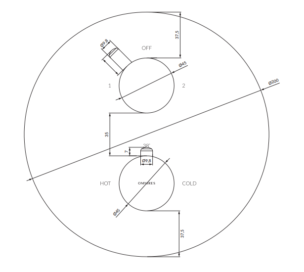 Термостатический смеситель Omnires Y для душа/ванны скрытого монтажа, элемент наружного монтажа, цвет черный