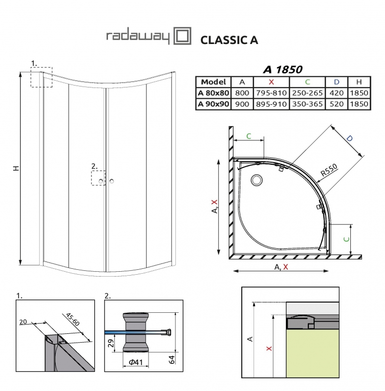 Душевой уголок Radaway Classic A H185
