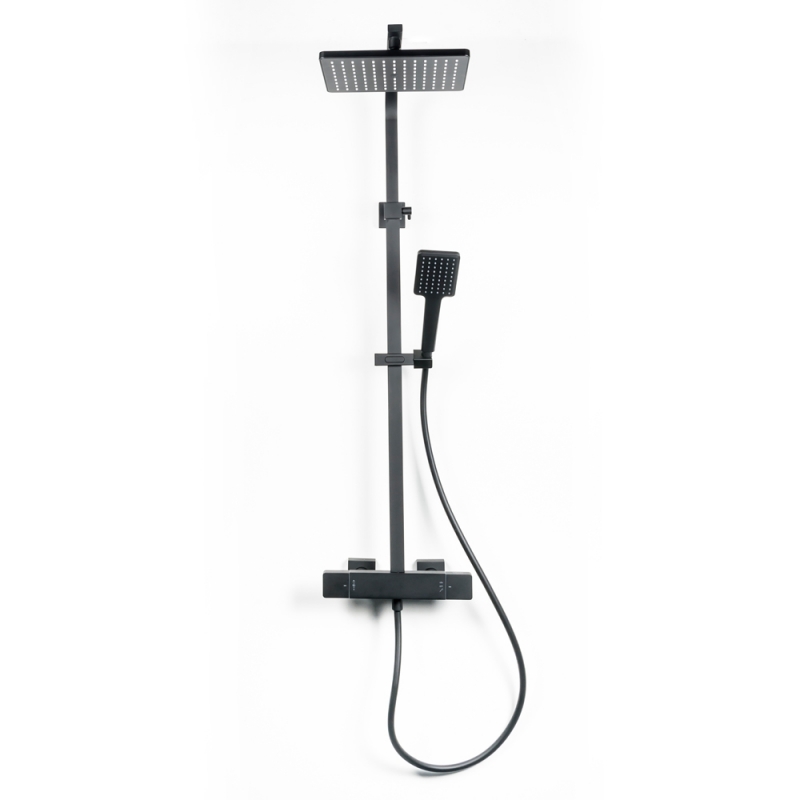 Душевая стойка Clever Nine Xtreme, термостат, цвет черный матовый