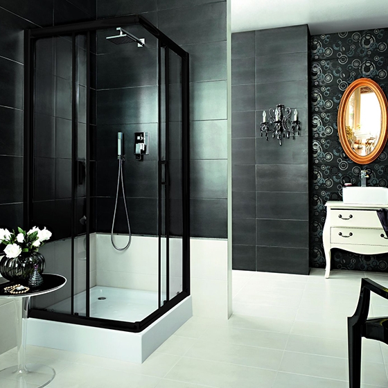 Deante Funkia Кабина квадратная, стекло прозрачное, профиль черный