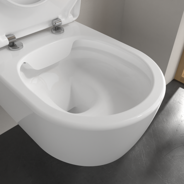 УНИТАЗ ПОДВЕСНОЙ VILLEROY&BOCH AVENTO 37X53, SOFT CLOSE, БЕЗОБОДКОВЫЙ с тонким сиденьем