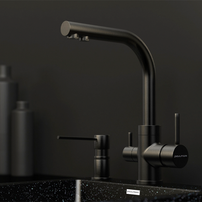 ДОЗАТОР ДЛЯ ЖИДКОГО МЫЛА PAULMARK KRAFT,  (ЧЕРНЫЙ/ВОРОНЕНАЯ СТАЛЬ)