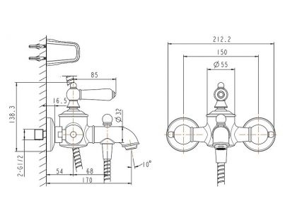 СМЕСИТЕЛЬ ДЛЯ ВАННЫ Bravat Art хром
