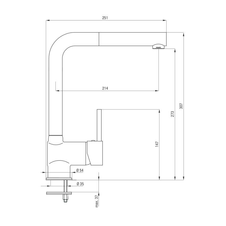 Deante Aster Смеситель для мойки с выдвижным изливом, белый